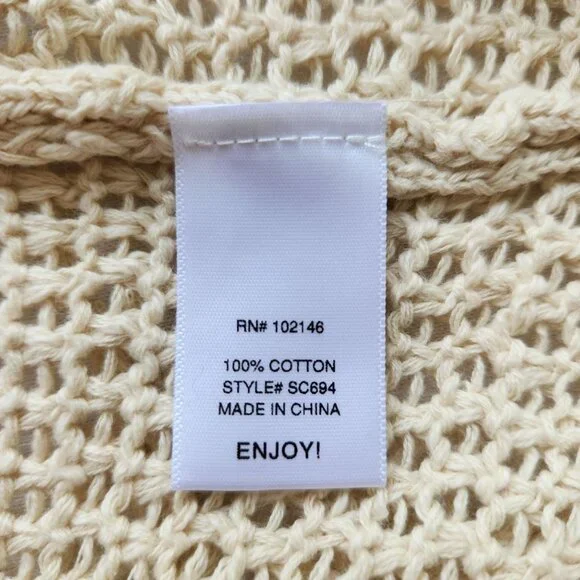 Michael Stars Crochet Fringe Knit Sleeveless Top Beige Soft Comfy Festival Boho - Picture 6 of 12